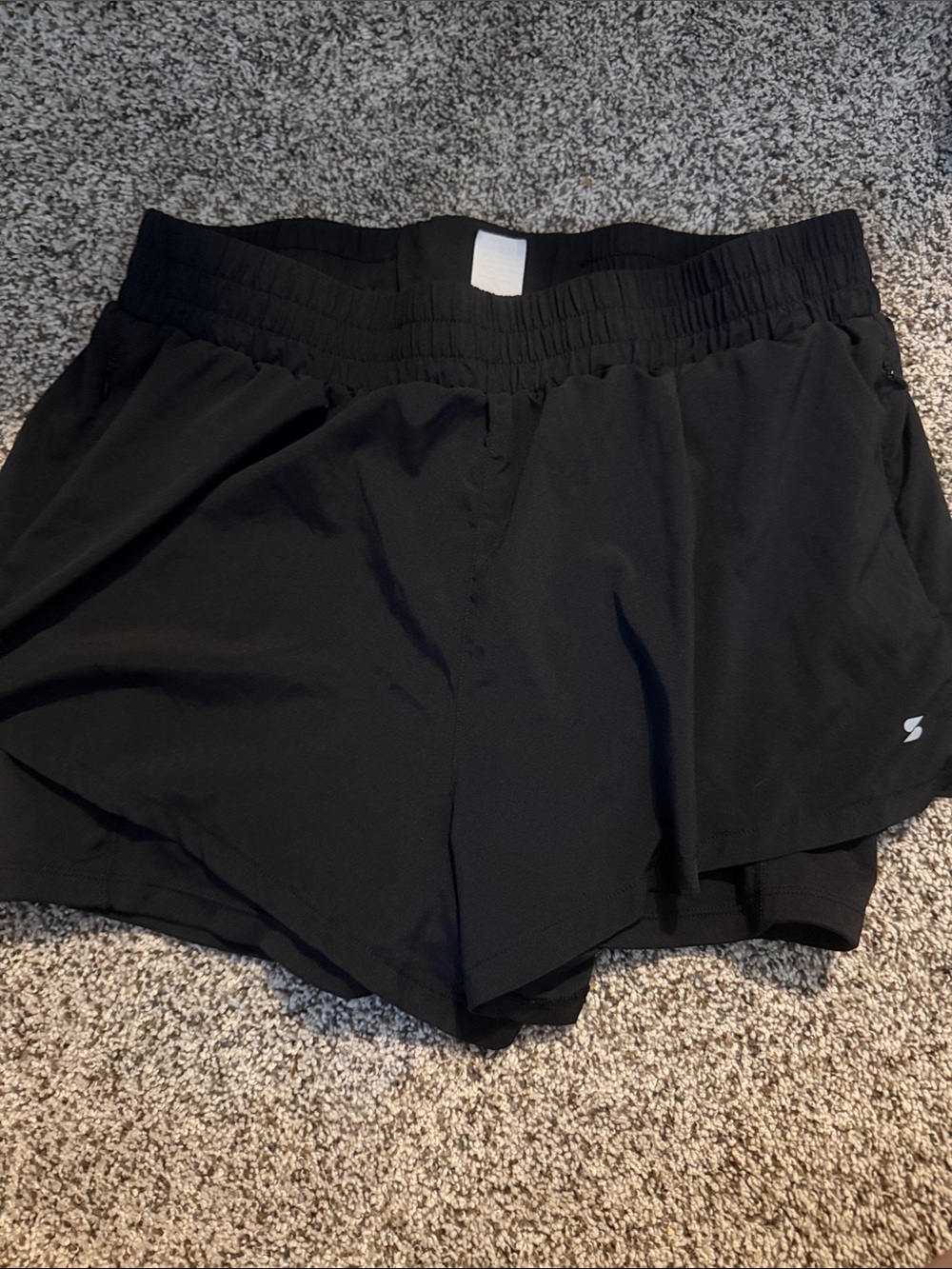 Women's Black Athletic Shorts with Wide Elastic Waistband
